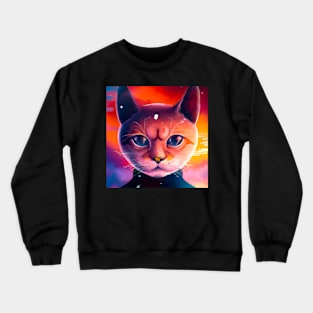 Space cat at sunset Crewneck Sweatshirt